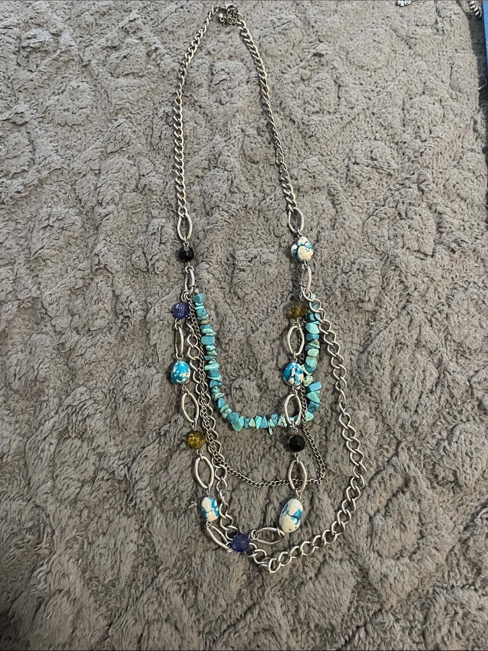 VINTAGE Turquoise Multi-Strand Beaded Necklace - Unbranded